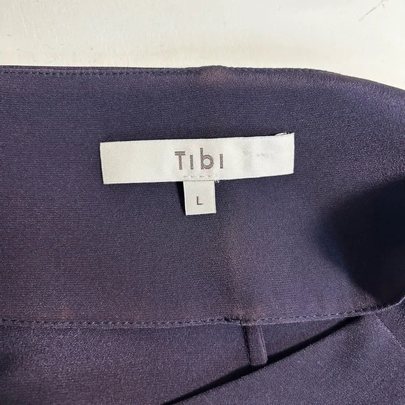 TIBI navy blue 100% silk cold shoulder blouse with adjustable shoulder straps - Picture 4 of 8